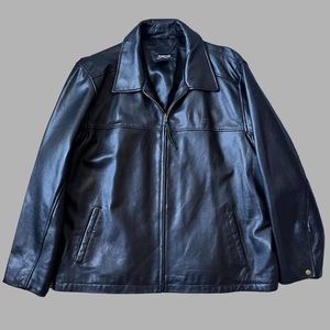 gorgeous, genuine black leather jacket with silky lining